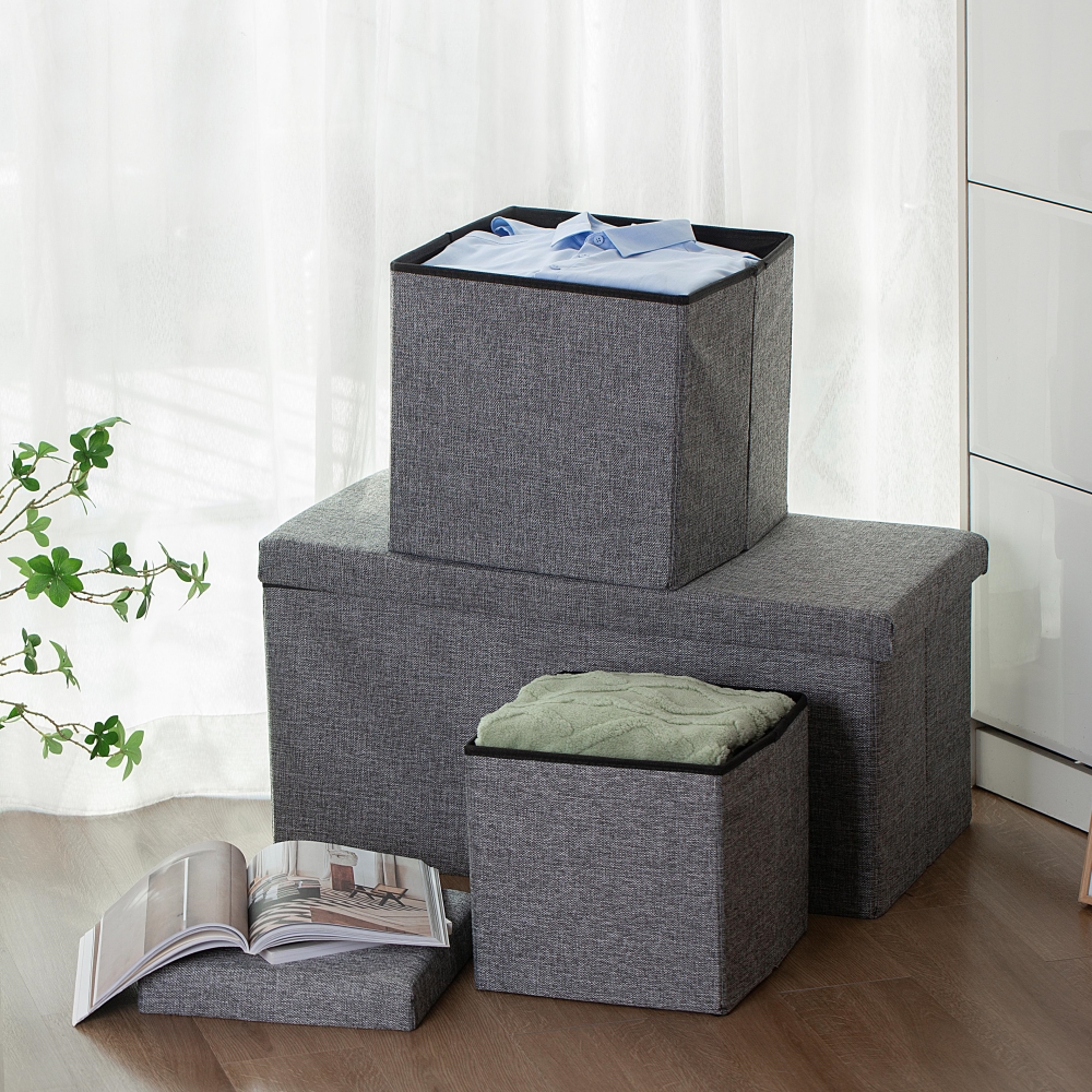 노리스 접이식 스툴 낮은 보조 수납 의자 화장대 사각 벤치 풋 소형