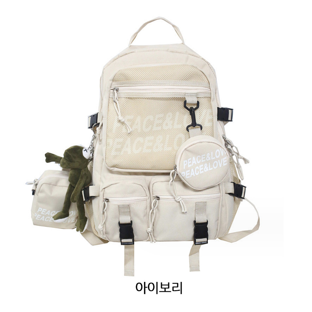 남자 대학생 중학교 고등학교 여학생 남학생 책가방 레터링 백팩 실용적인 여행배낭+파우치 - 상세 이미지 2