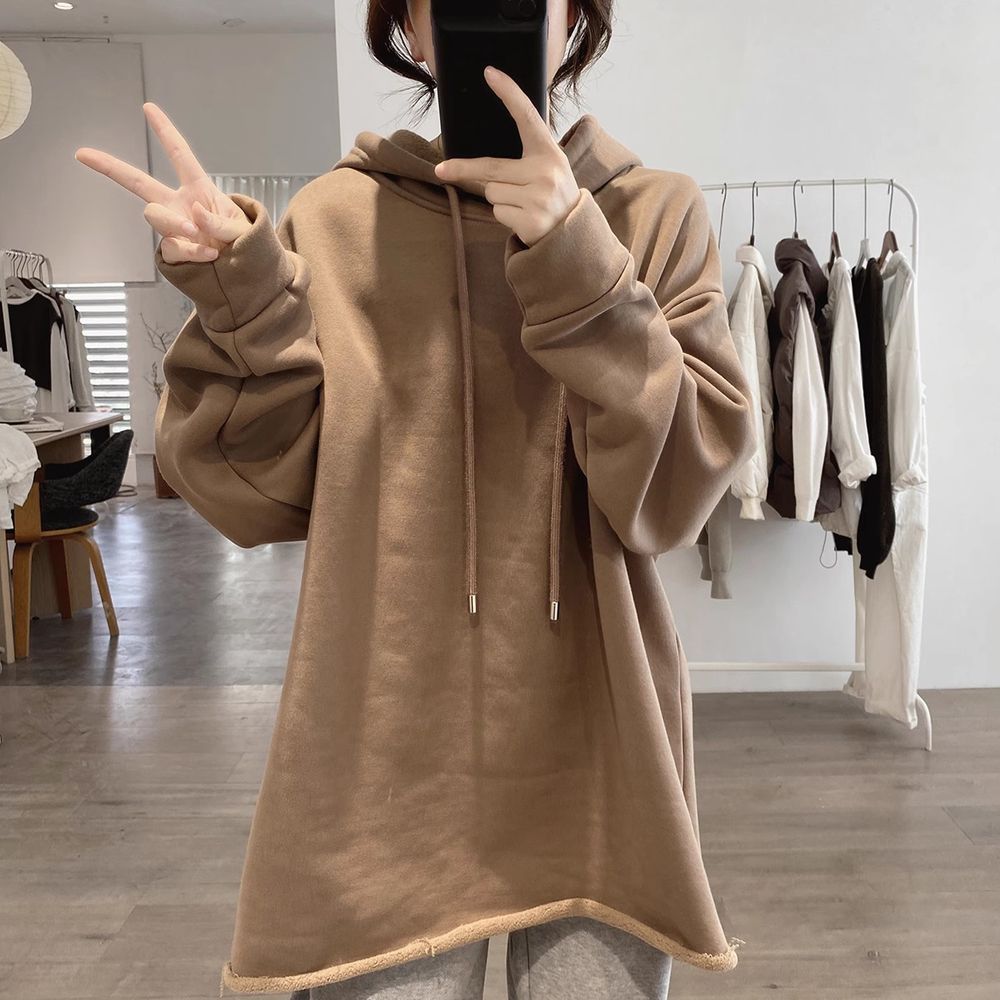 여성기모후드티 겨울 여자후드티 루즈핏 오버핏