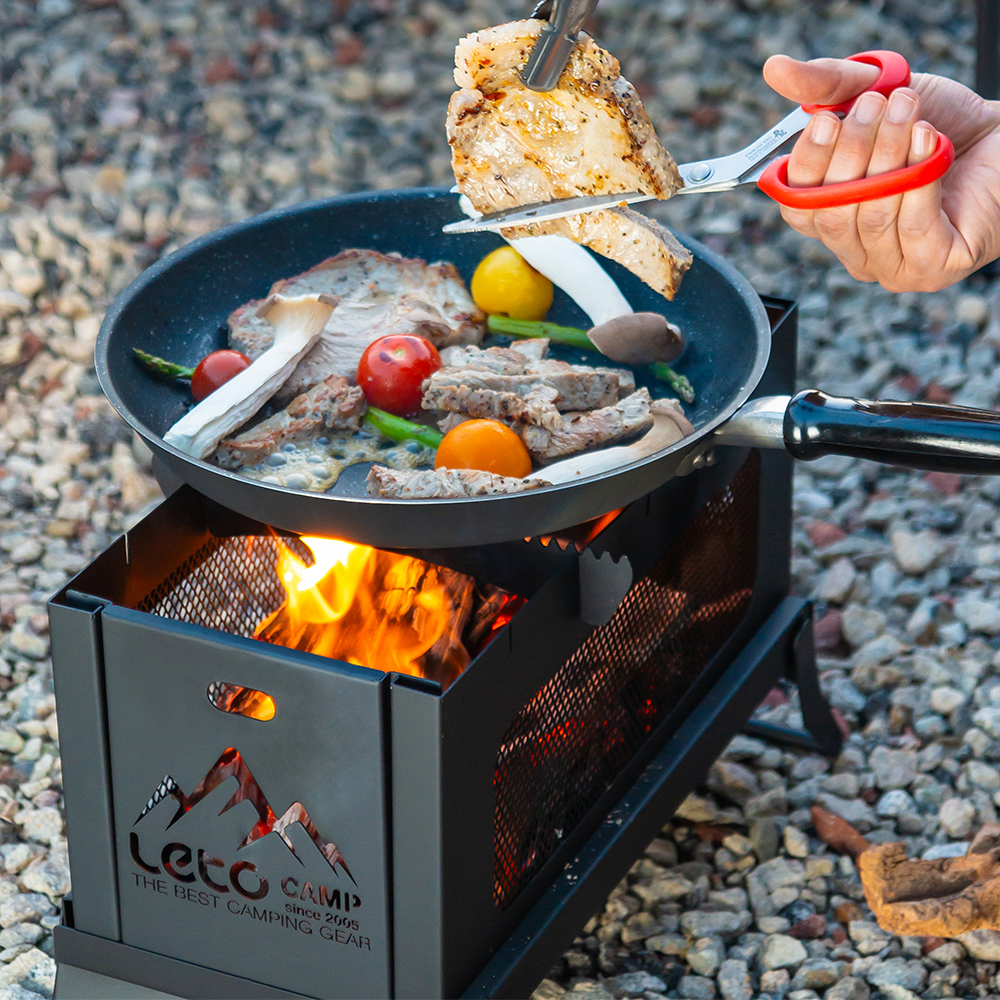 레토 감성 불멍 캠핑 화로대 접이식 스퀘어 바베큐그릴 화롯대 LCP-FS04