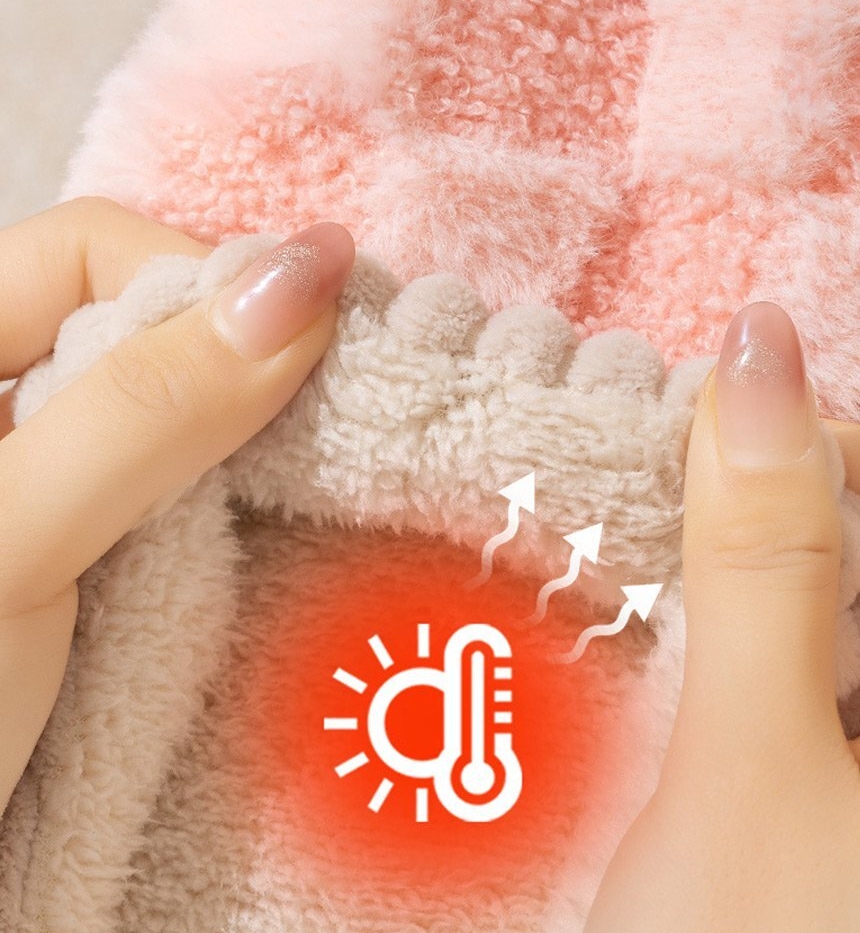 사무실 털슬리퍼 파스텔 체크 겨울 슬리퍼 두툼한 털 실내화 5컬러