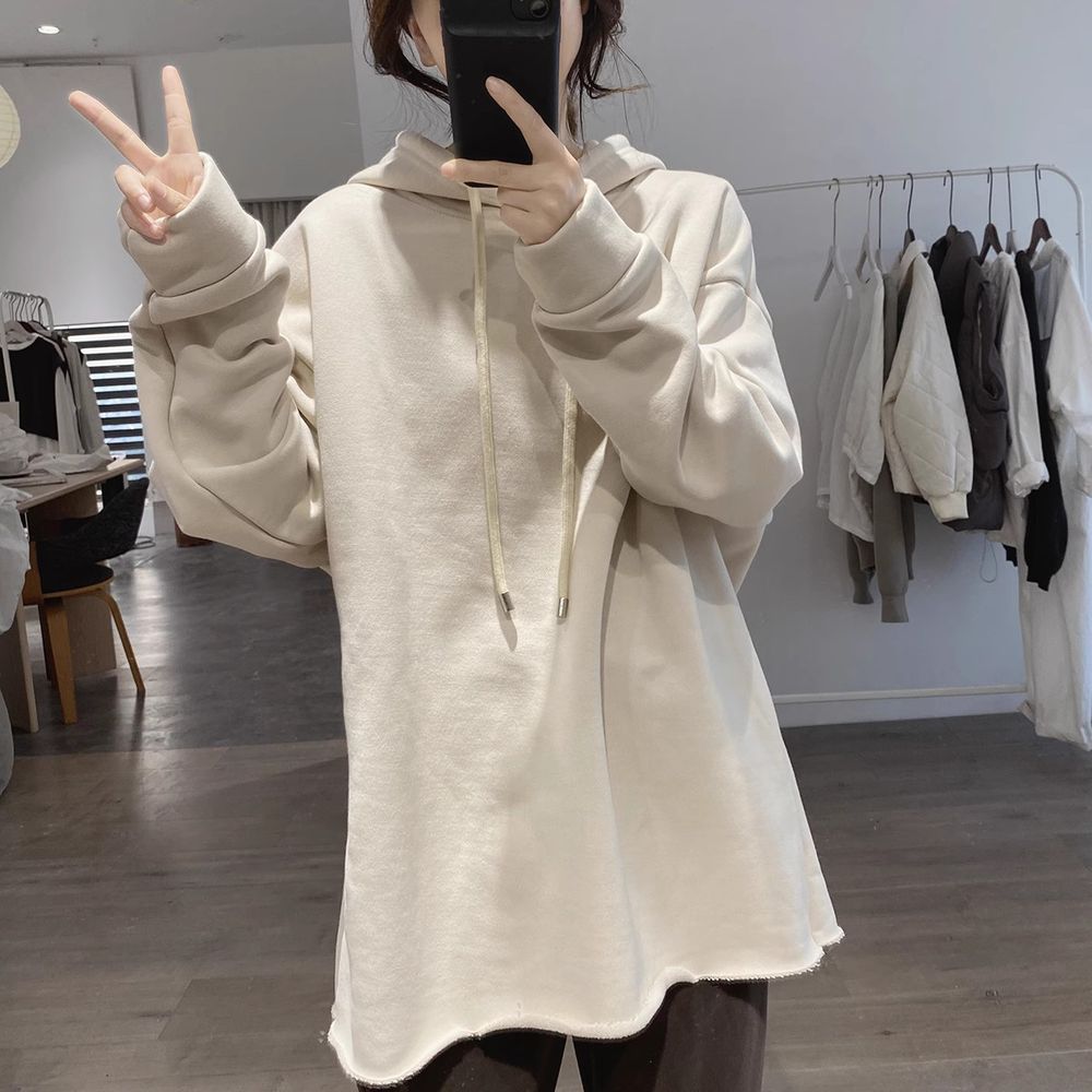 여성기모후드티 겨울 여자후드티 루즈핏 오버핏 - 상세 이미지 2
