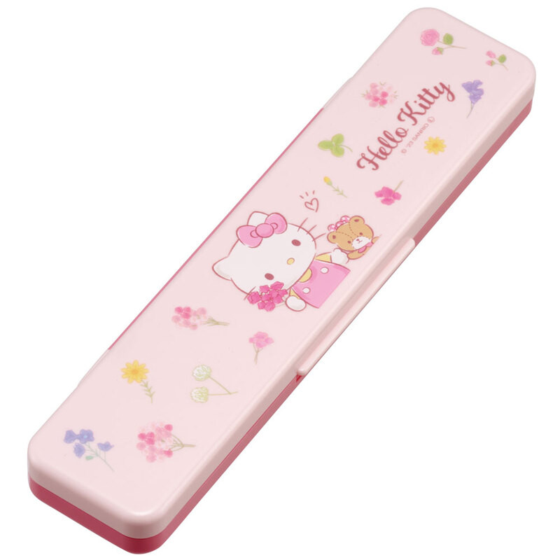 스케이터 키티 캐릭터 소리나지 않는 항균 콤비세트 (스푼,젓가락,케이스) 18cm - 주방·식기 - 하카타몰