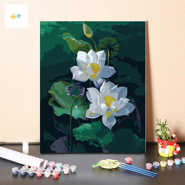 유화 집에서하는 명화 그림 미술 키트 세트 연꽃 그리기 색칠하기 취미 - 상품 이미지