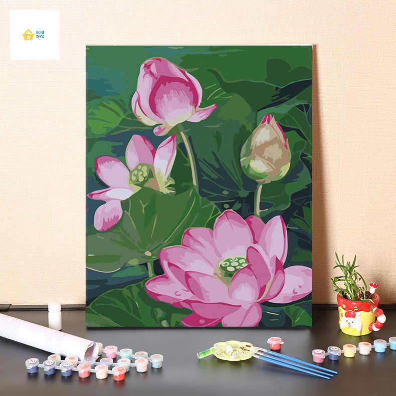 유화 집에서하는 명화 그림 미술 키트 세트 연꽃 그리기 색칠하기 취미 - 상세 이미지 3