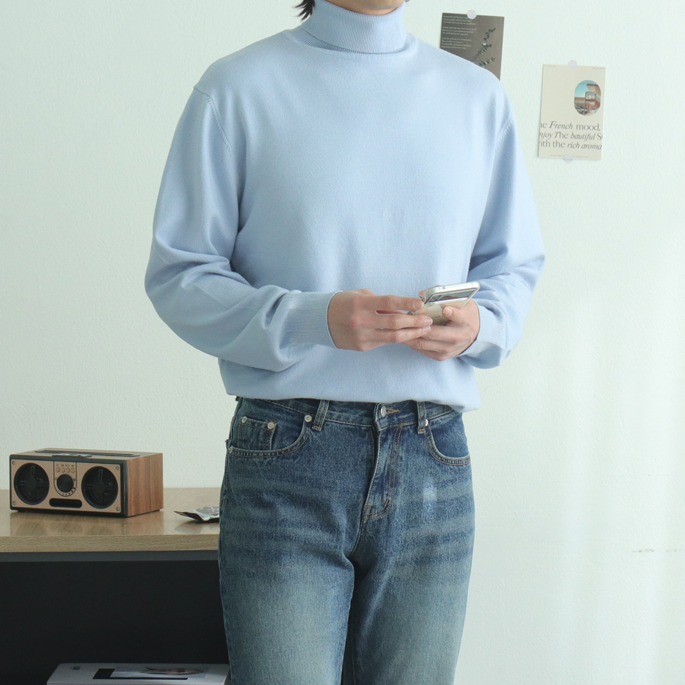 남자목폴라니트 캐시미어 오버핏 남자 니트 이미지 3