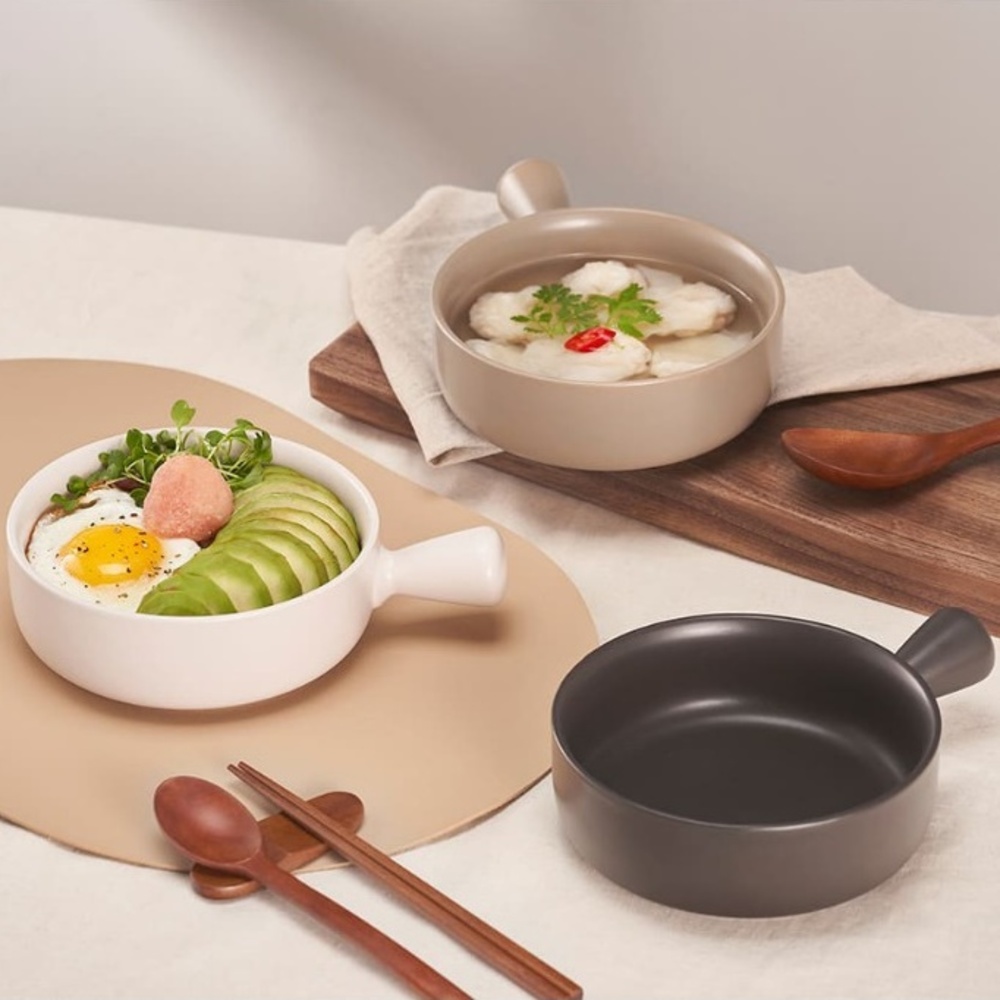 도자기 손잡이 앞접시 먹방 개인 접시 오븐 그라탕 그릇 - 상세 이미지 3