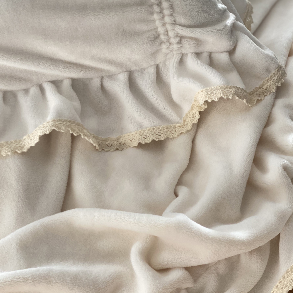 셔링 프릴 이불 세트 극세사 담요 슈퍼 싱글 침구