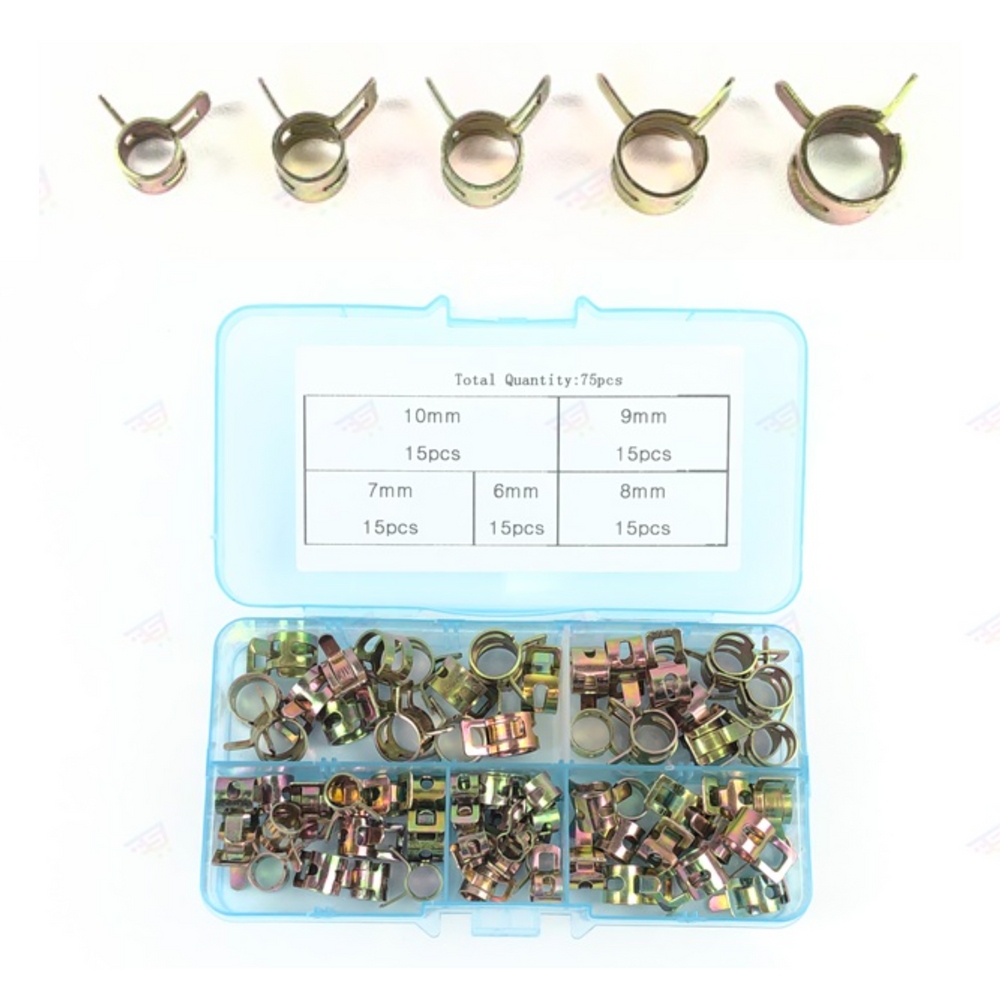 호스 배관 고정 클램프 세트75pcs 집게 클립 반도 - 상품 이미지