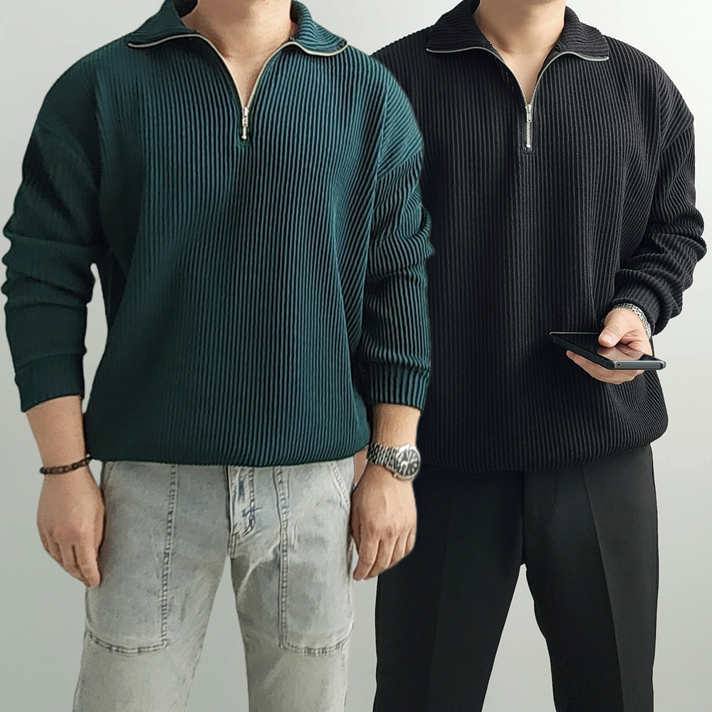 남자반집업니트 하프집업니트 워셔블니트 이미지 2