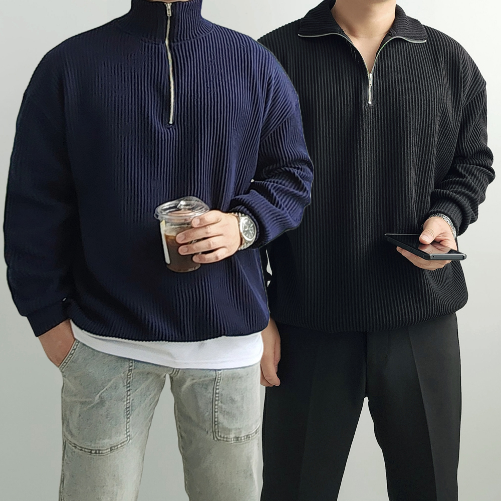 남자반집업니트 하프집업니트 워셔블니트 이미지 3