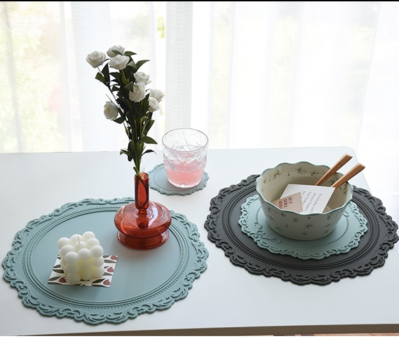 실리콘 테이블 식탁 매트 식탁매트 방수 깔개 레이스 보호 엔틱