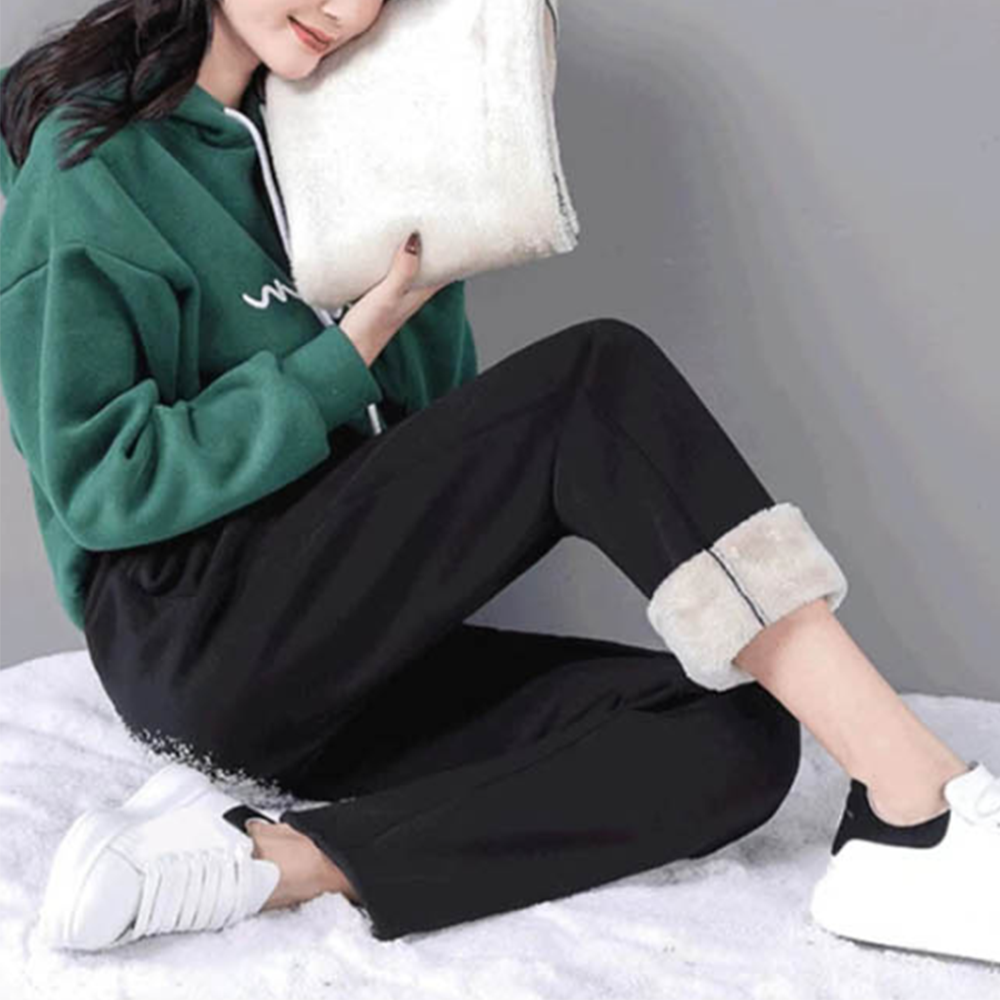 L-4XL 여자 바지 융털 기모 보온 와이드 팬츠 겨울 가을 봄 따뜻한 두꺼운 여성 안감 이미지 1