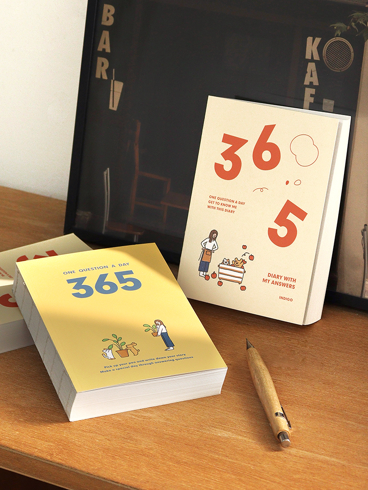 인디고 행복 질문 일기 365 Q&A 자문자답 만년형 데일리 다이어리 크림 일기장 감정기록 선물추천 이미지 4