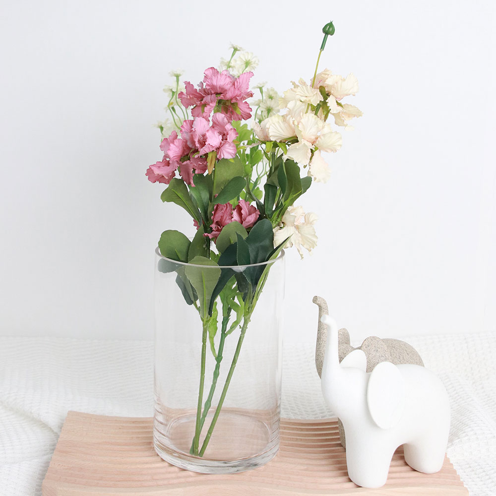 대형 유리화병 꽃병 원형 실린더 인테리어 오브제 긴 수경재배화병 특대형L