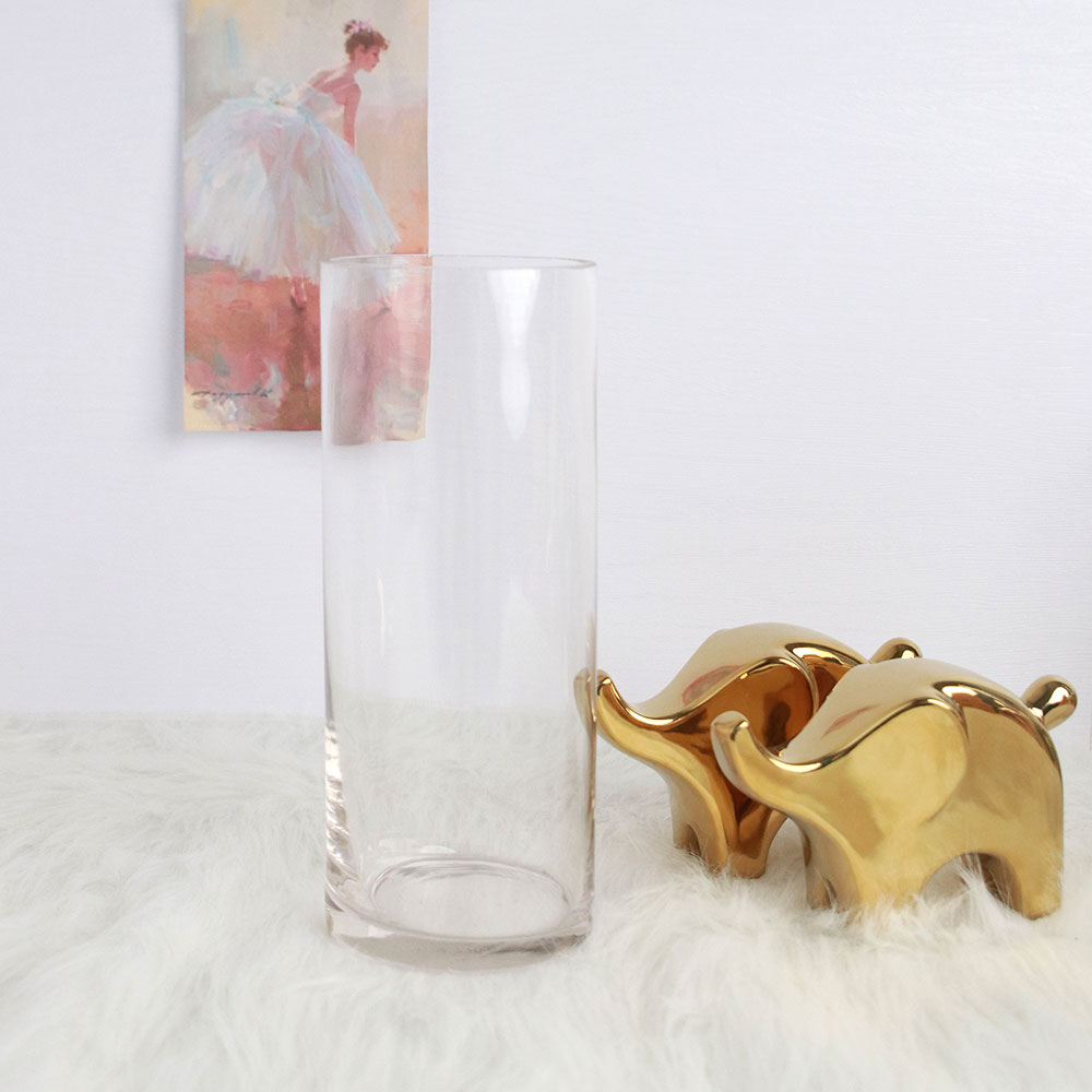 대형 유리화병 꽃병 원형 실린더 인테리어 오브제 긴 수경재배화병 특대형L