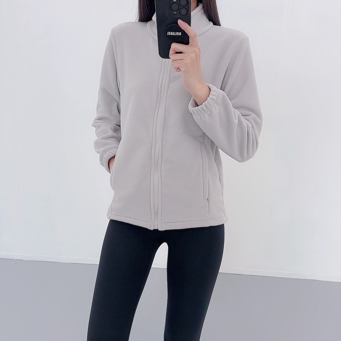 로라벨 데브 후리스집업 공용 플리스 여성 후리스 집업 자켓 점퍼 하이넥 빅사이즈 이미지 3