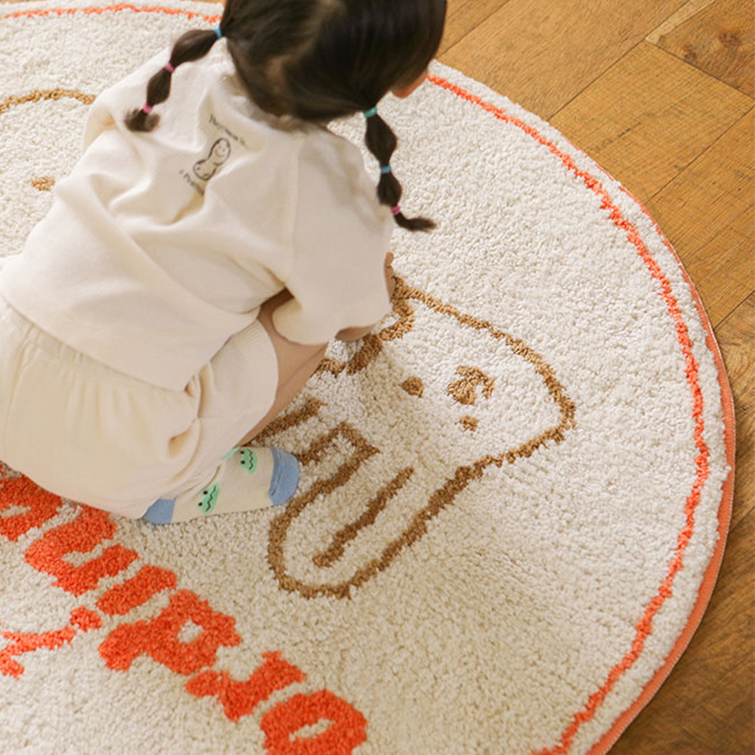아기원형러그 아이방러그 침대밑 원룸 놀이방 둥근 러그 유아 카페트 100cm