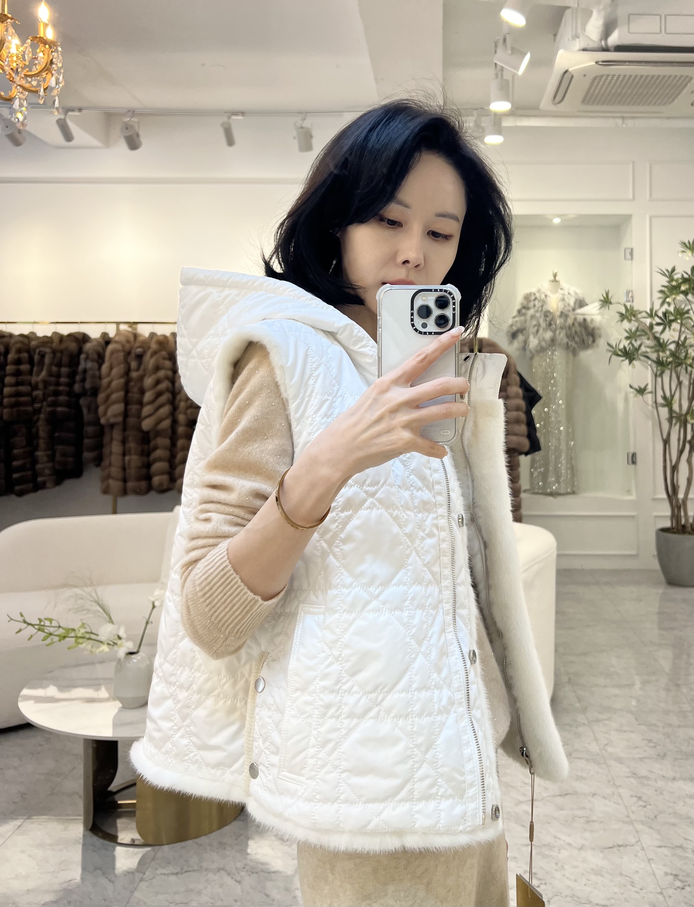 [블프]리버서블 까나쥬 후디드 밍크 패딩 베스트 SA06 이미지 8