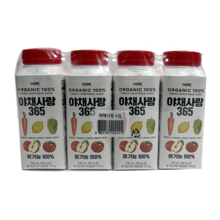 유기농야채사랑365 190MLx4입/(주)비락 : 장보자닷컴