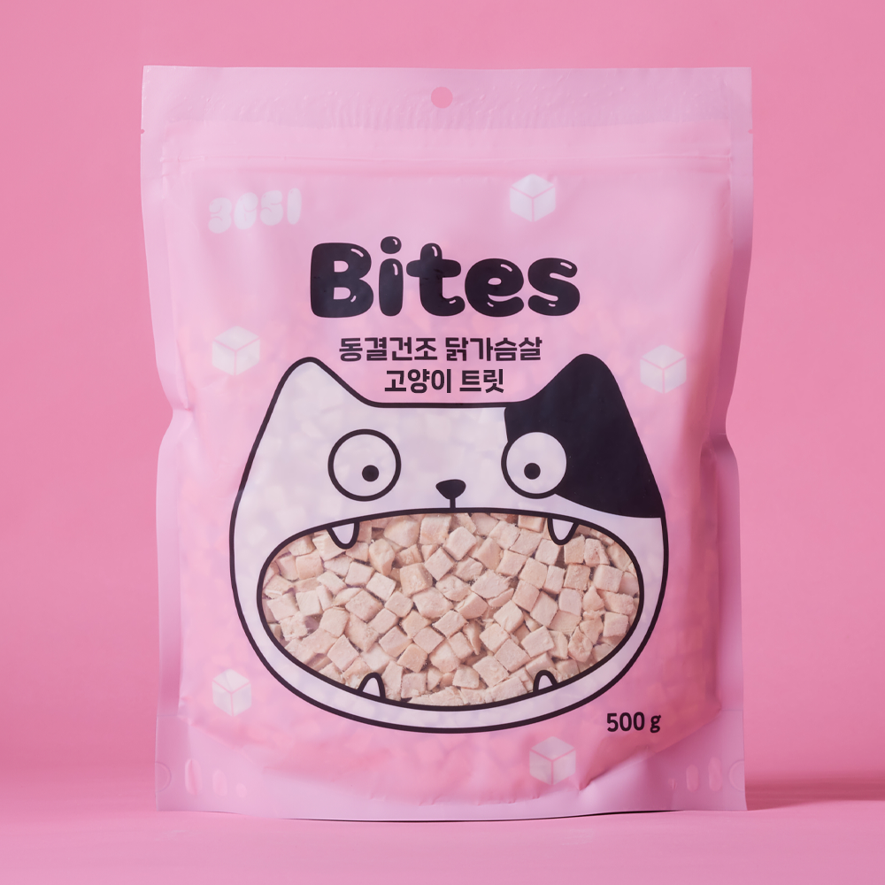 3651 바이츠 동결건조 대용량 고양이 트릿 간식 닭가슴살, 500g, 1개