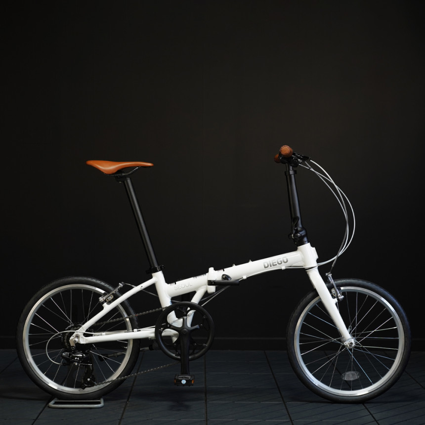 오투휠스 디에고 서울 50.8cm(20인치) 미니벨로 접이식 자전거 8단 DIEGO SEOUL 화이트 미조립 배송