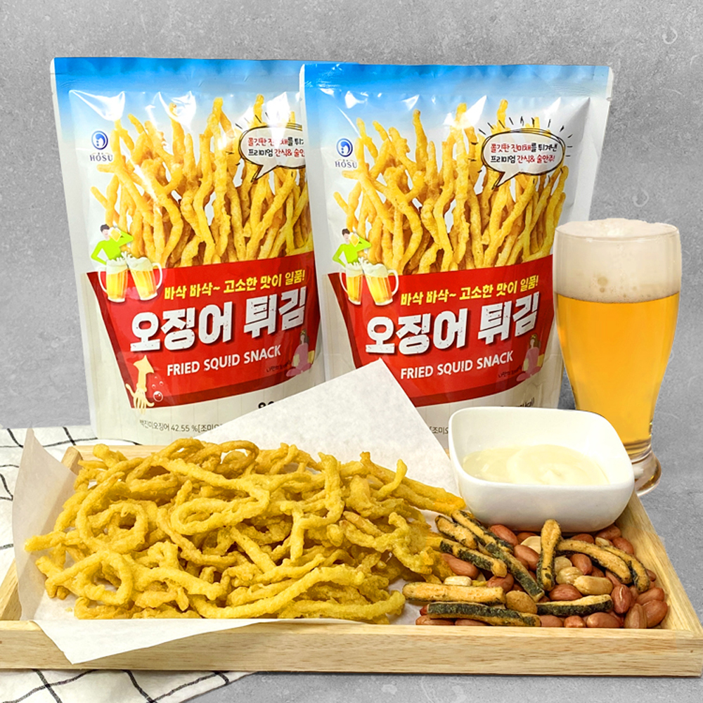 [수산곳간] 중독주의/안주과자/바삭바삭 크리스피 오징어 튀김 스낵 80gX3봉 - 상세 이미지 2