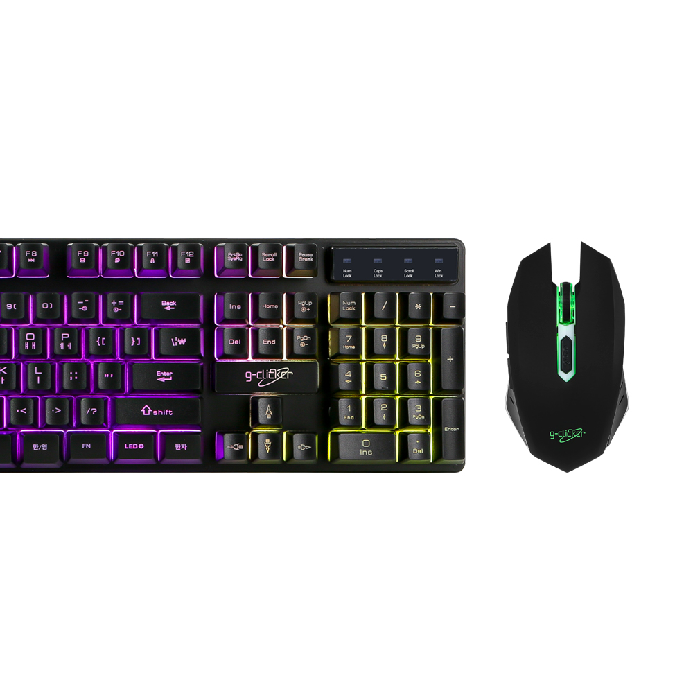 지클릭커 슈퍼히어로 GMK-220 RGB 게이밍 키보드 마우스 세트 화이트 - 상세 이미지 2