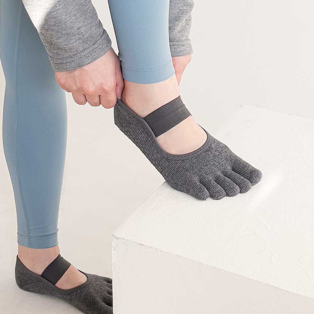 아사나 와이드 밴드 풀토우 발가락 미끄럼방지 요가 양말 필라테스 양말 유발 논슬립 토삭스 - 상세 이미지 5