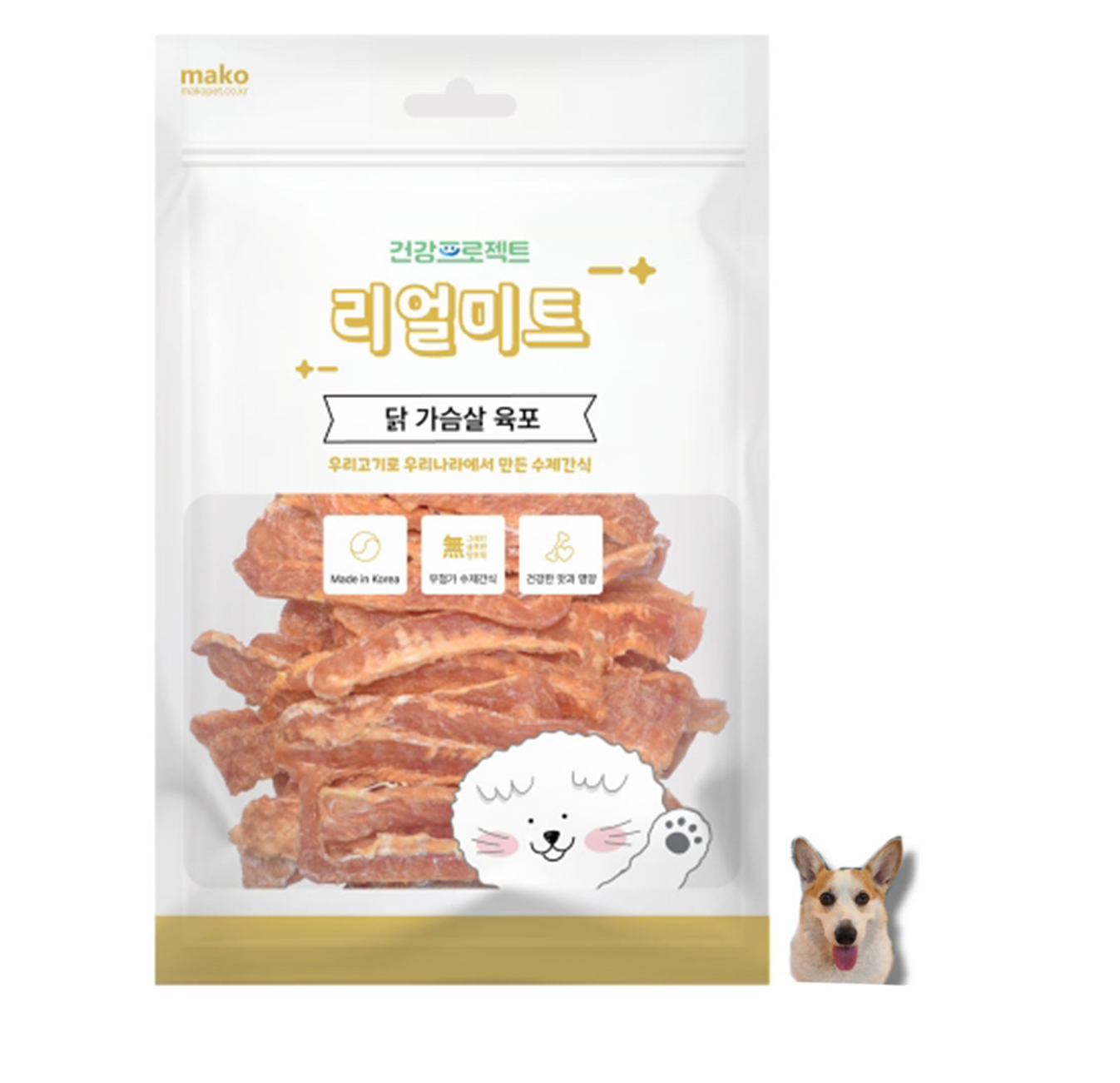 리얼미트 대포장 닭가슴살 육포 260g 반려견 강아지 수제간식 - 상품 이미지