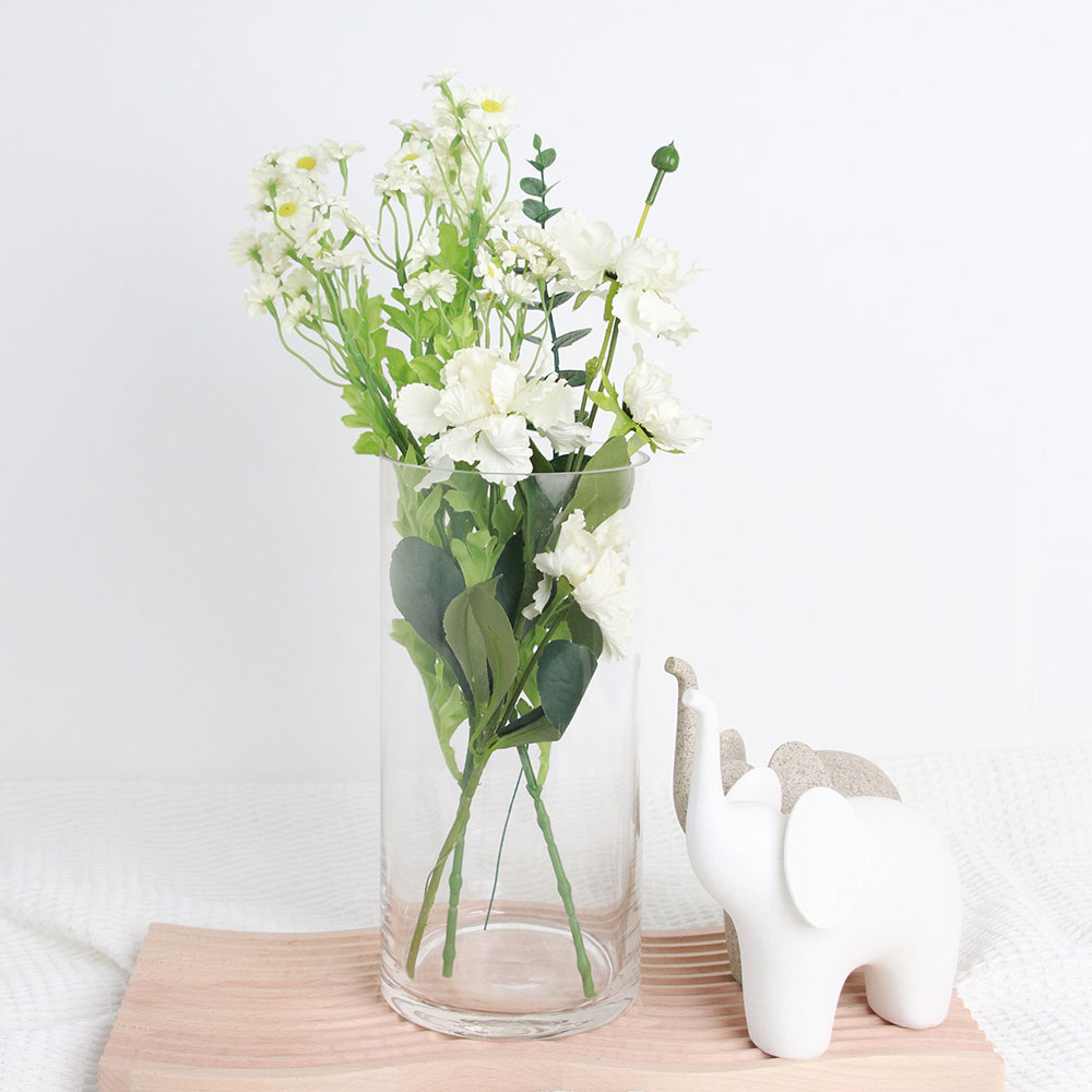 대형 유리화병 꽃병 원형 실린더 인테리어 오브제 긴 수경재배화병 특대형L