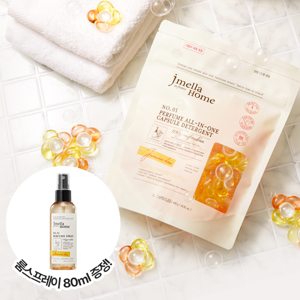 제이멜라 퍼퓸 올인원 세탁 캡슐 세제 30개입 + 룸 스프레이 80ml 증정