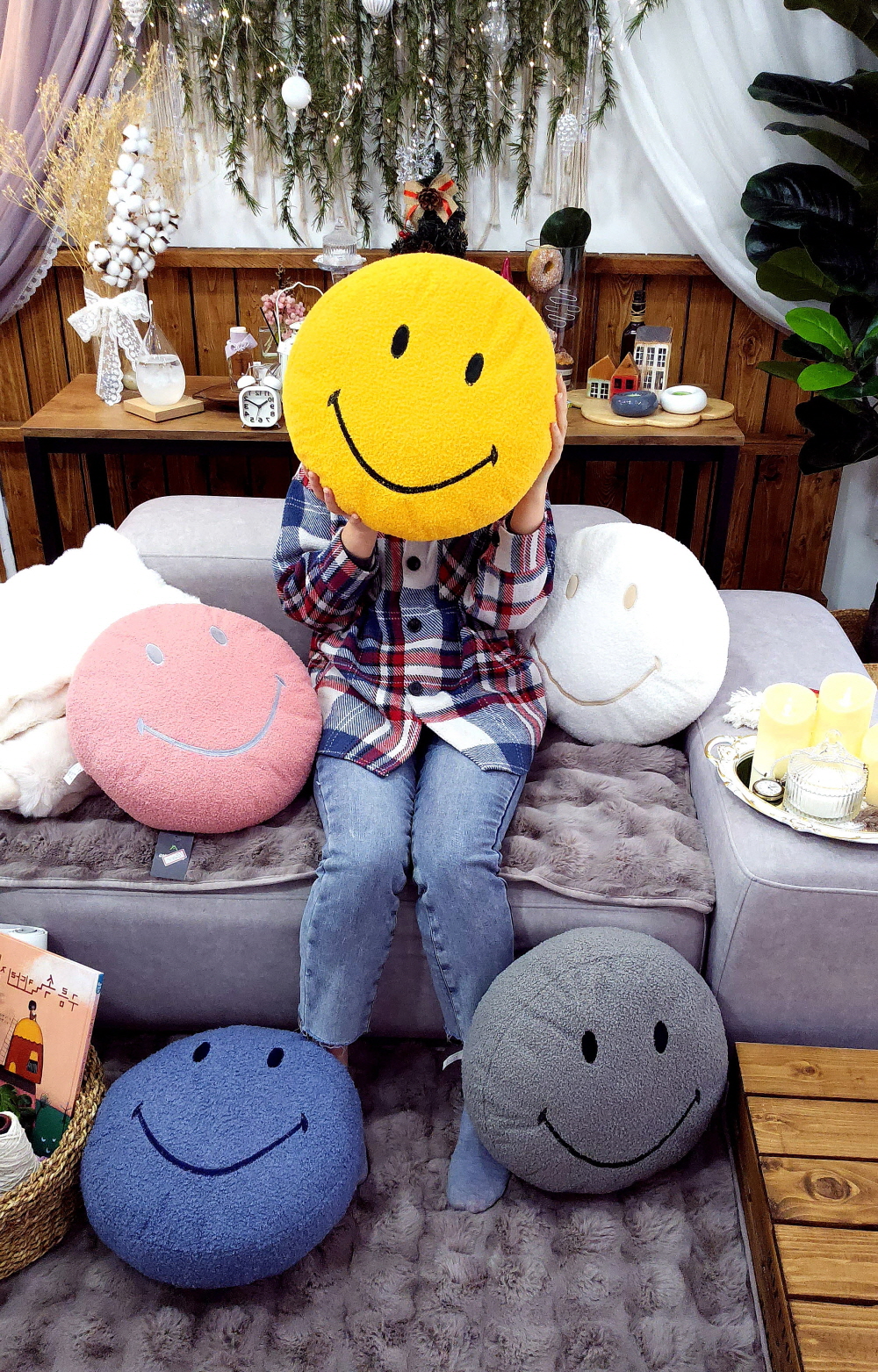 동그란 스마일쿠션 미용실쿠션 큐션 유퀴즈선물