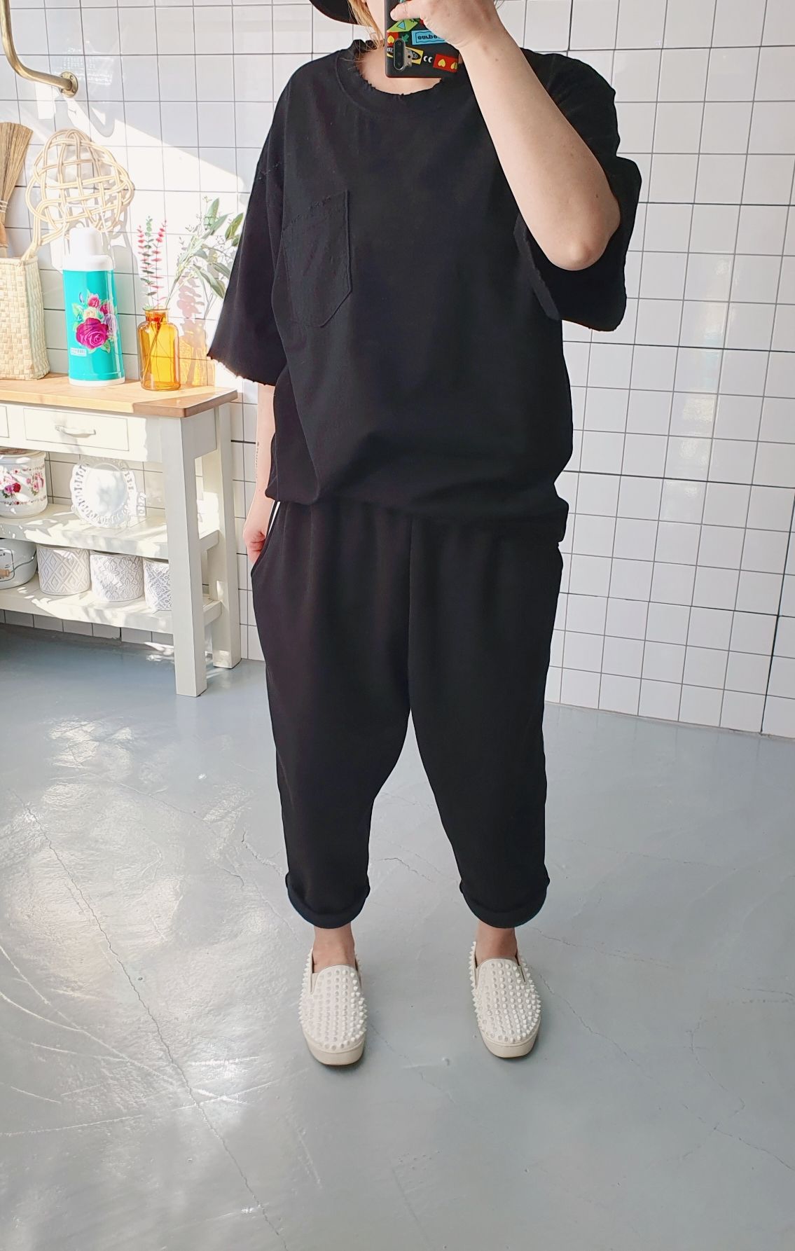 빅사이즈 구제 반소매 오버핏 무지 티셔츠 이미지 2