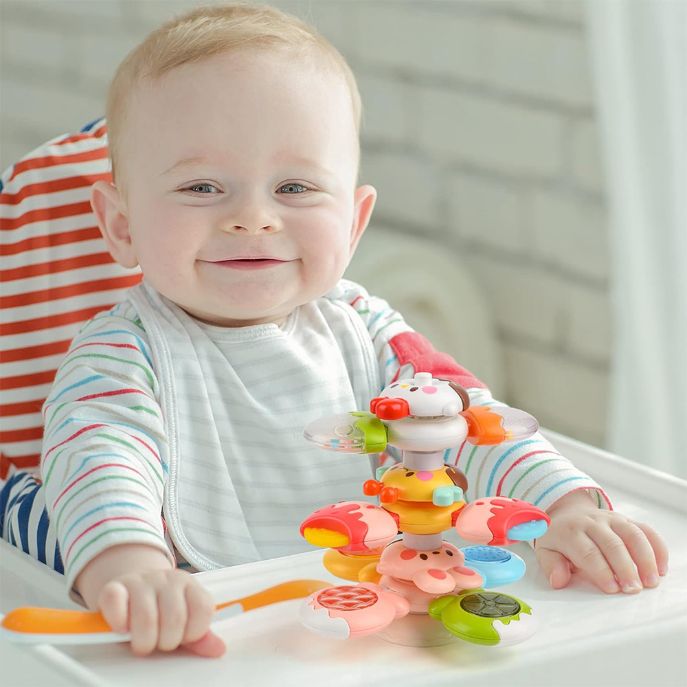 키저스 빙글빙글 멀티 캔디 스핀팝 흡착 회전 딸랑이 세트 아기 신생아 장난감 선물