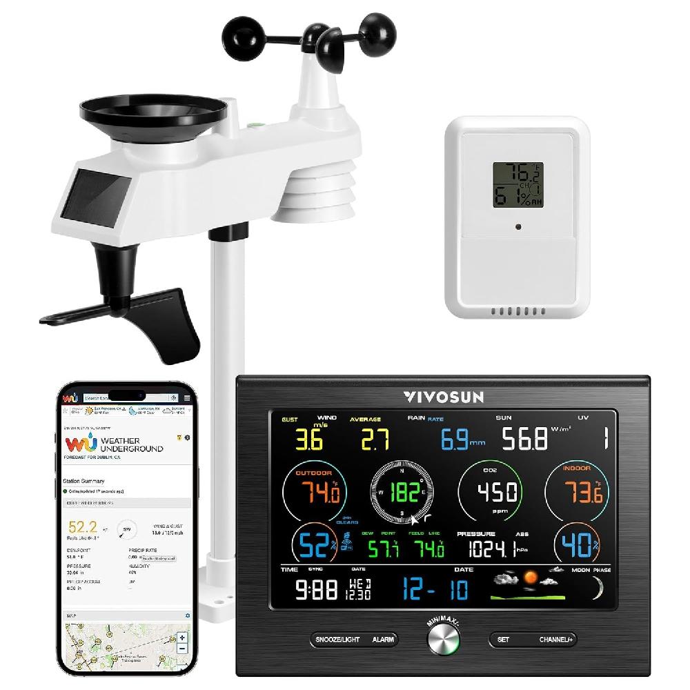 VIVOSUN 18-in-1 WiFi CO2 모니터 웨더스테이션 메인 이미지