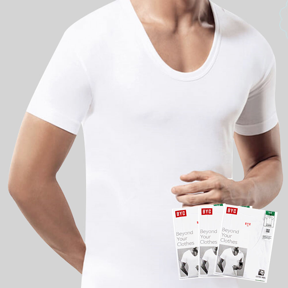BYC 남성 반팔런닝 편티반 남자반팔런닝 3매