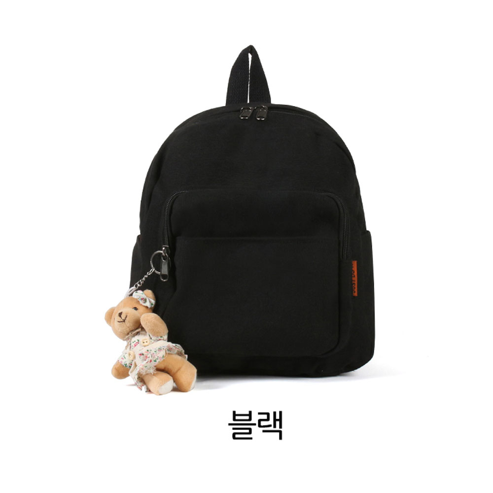 아담한 미니 백팩 나들이 외출 여행 미니멀 캔버스 배낭 귀여운 작은 백팩 가방+키링 - 상세 이미지 4
