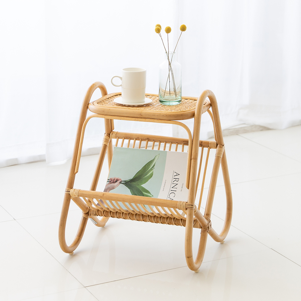 하티 라탄 티테이블 쇼파 보조 간이테이블 침대 거실협탁 원목 수납 잡지