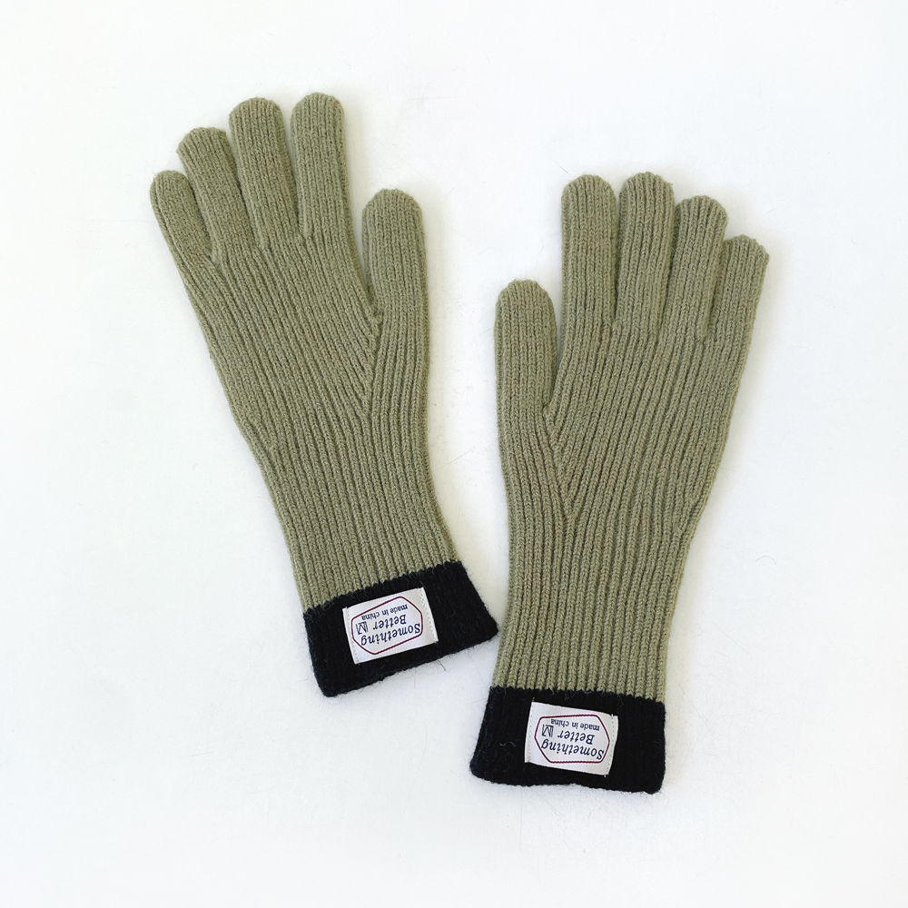 썸띵베러 핑거홀 롱 배색 니트 여성 겨울 장갑