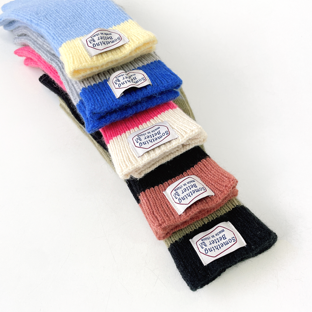 썸띵베러 핑거홀 롱 배색 니트 여성 겨울 장갑