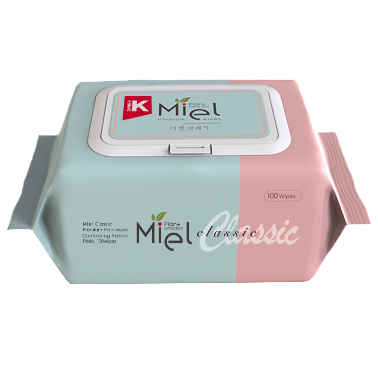 미엘 물티슈 클래식 캡형 100매 20팩 평량 50g 유아용 저자극 대용량