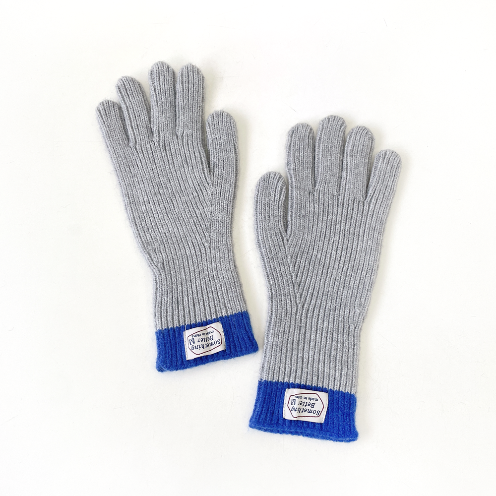 썸띵베러 핑거홀 롱 배색 니트 여성 겨울 장갑