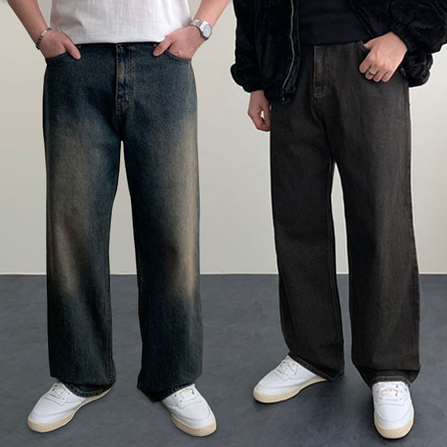 (SALE)남자블랙진 남자통청바지 남자와이드청바지 - 상품 이미지
