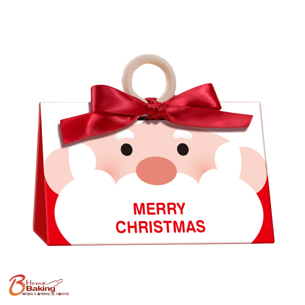 원형손잡이크리스마스상자 삼각형 산타레드 산타그린 택1 쿠키 포장상자 유치원 간식 답례품 - 상세 이미지 2