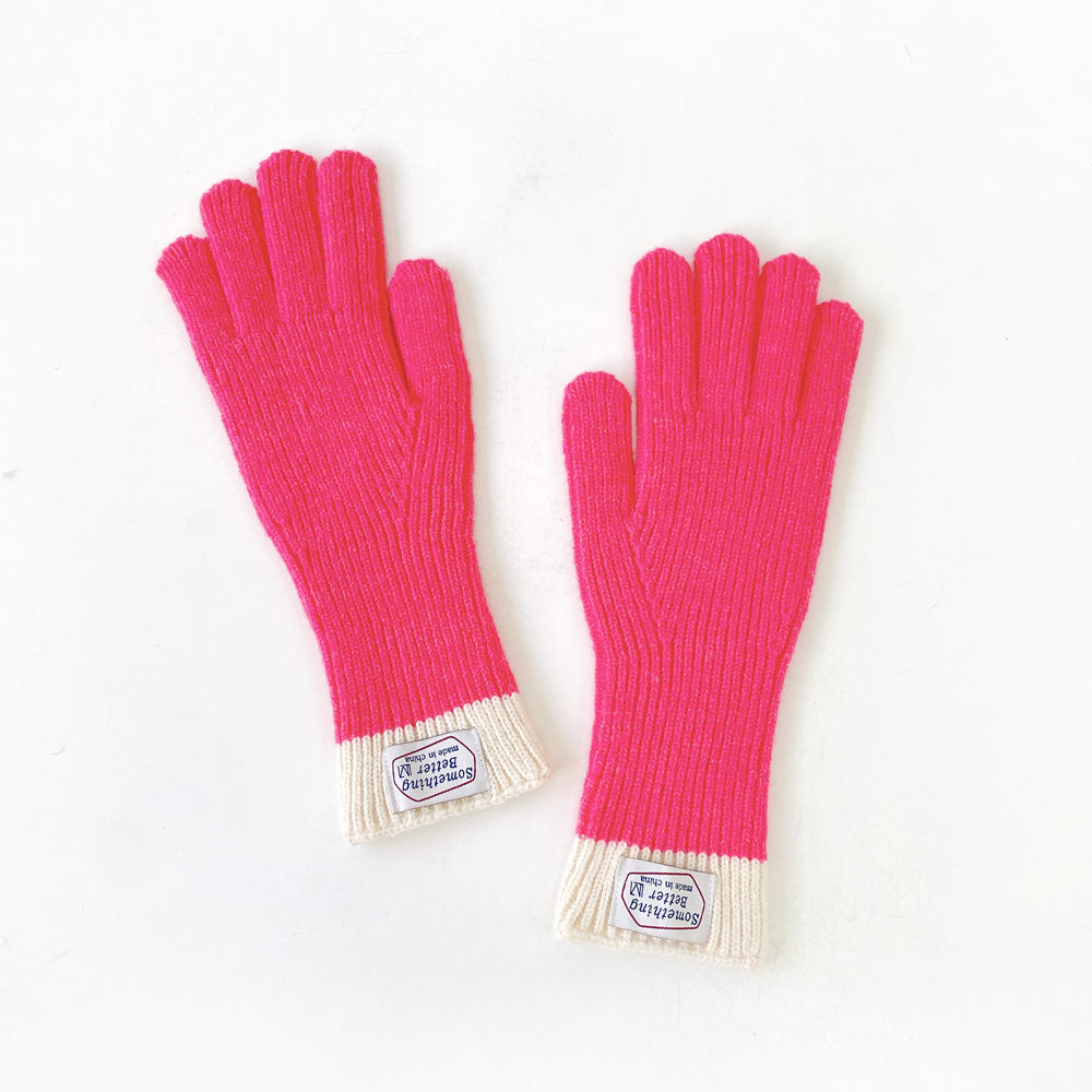 썸띵베러 핑거홀 롱 배색 니트 여성 겨울 장갑