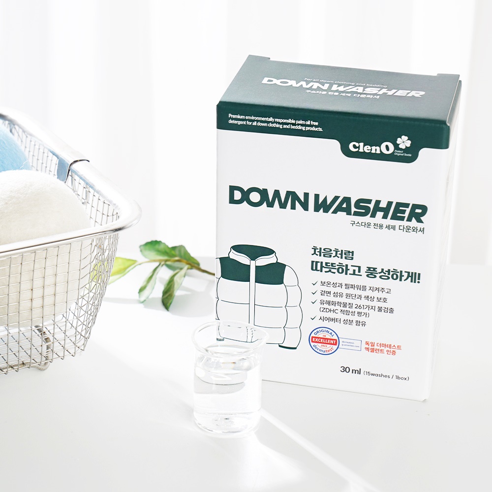 [클렌오] 다운와셔 오리털 구스다운 패딩/침낭/침구이불 전용 세탁 세제 15파우치X30ml