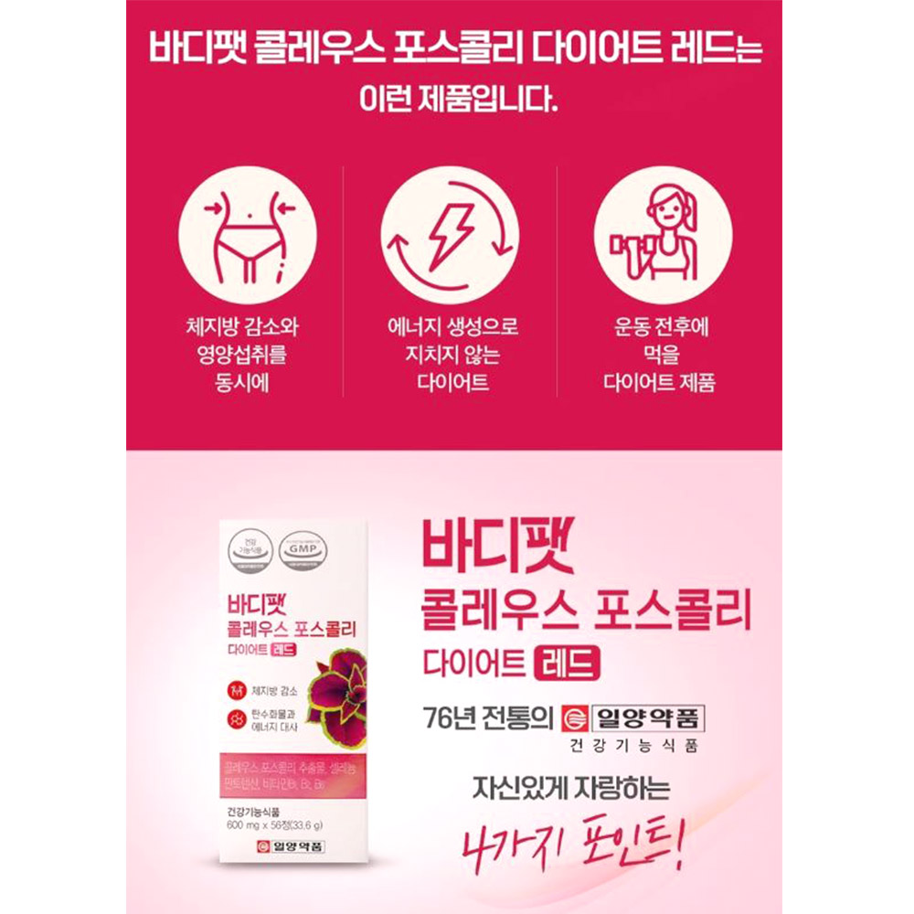 바디팻 콜레우스 포스콜리 56정 다이어트 레드 28일분 - 상세 이미지 3