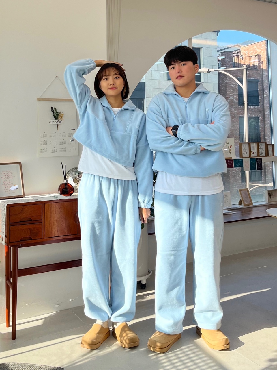 겨울트레이닝복 후리스세트 양기모트레이닝세트 커플트레이닝복 츄리닝 이미지 8