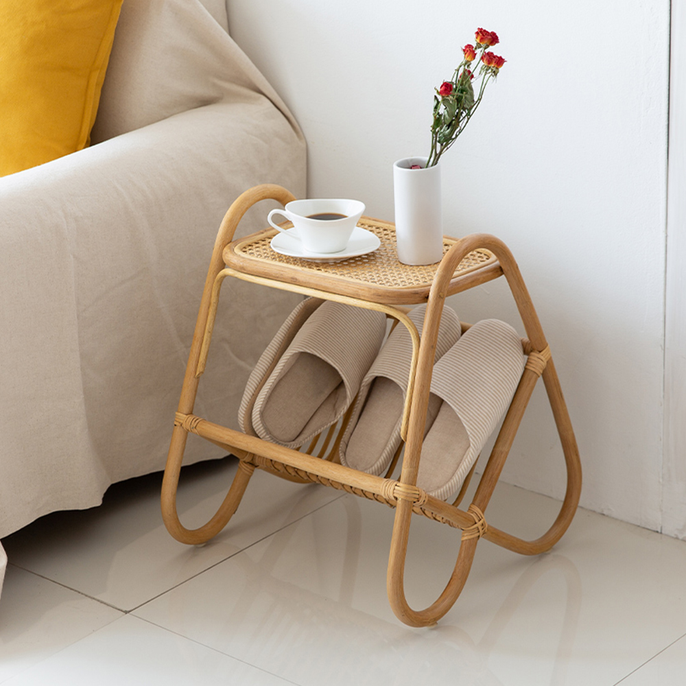 하티 라탄 티테이블 쇼파 보조 간이테이블 침대 거실협탁 원목 수납 잡지
